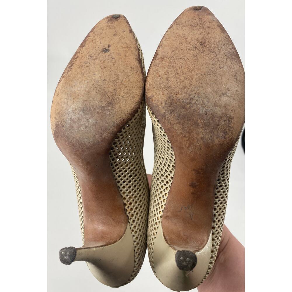 VTG Andrew Geller X Ben Becker 1950-60s Cutout Cream White Heel Pumps 7.5 AAA - Picture 7 of 7